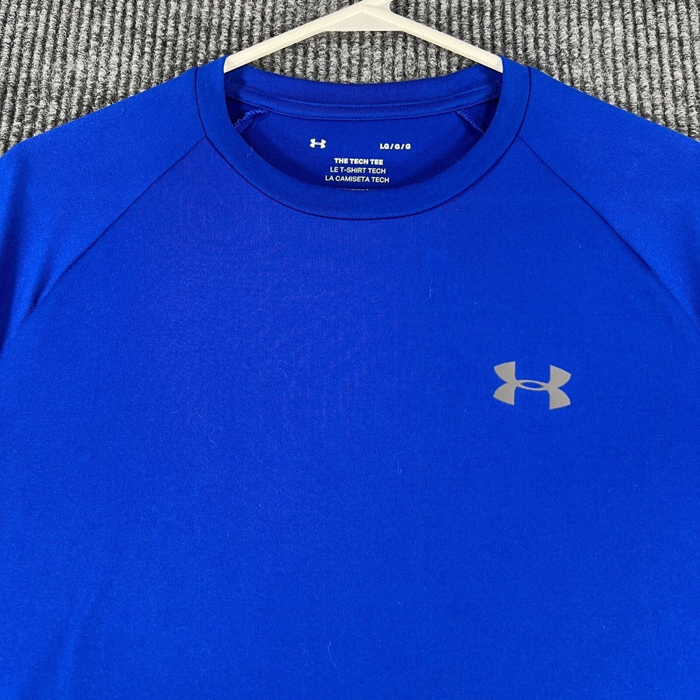 Under Armour Shirt Mens Large Blue Short Sleeve Tech Tee Workout Active Gym Run
